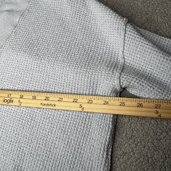 Aerie Sweater Womens XS Light Blue Hoodie Oversized V Neck Waffle Knit Soft Boxy - Picture 6 of 14